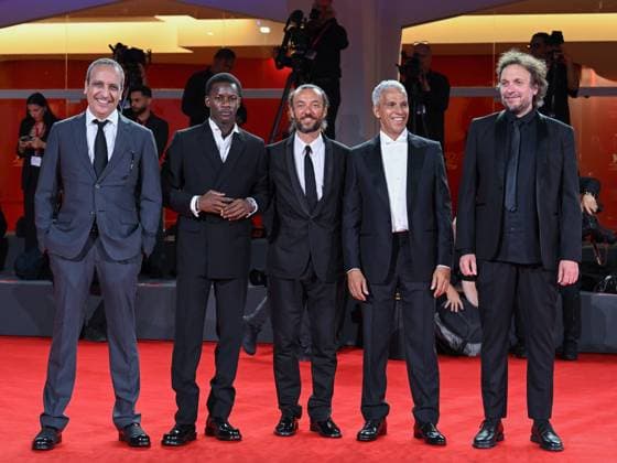 Venice, ITALY: Venice, 82nd Venice International Film Festival 2025 - Evening 4 - Red Carpet of the Film Un Prophete (A Prophet: The Series) - Pictured: Abdel Raouf Dafri, Mamadou SidibÃ , Mamadou SidibÃ , Sami Bouajila, Nicolas Peufaillit Venice ITALY  - ZUMAp169 20250830_zea_p169_1699 Copyright: xManuelexMangiarottix