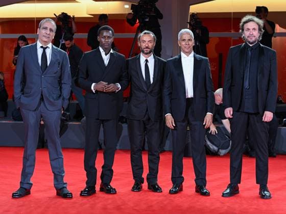 Venice, ITALY: Venice, 82nd Venice International Film Festival 2025 - Evening 4 - Red Carpet of the Film Un Prophete (A Prophet: The Series) - Pictured: Abdel Raouf Dafri, Mamadou SidibÃ , Mamadou SidibÃ , Sami Bouajila, Nicolas Peufaillit Venice ITALY  - ZUMAp169 20250830_zea_p169_1702 Copyright: xManuelexMangiarottix