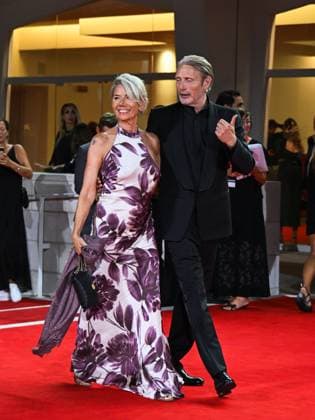 Venice, ITALY: Venice, 82nd Venice International Film Festival 2025 - Evening 4 - Red Carpet of the Film The Last Viking - In the photo: Mads Mikkelsen, Hanne Jacobsen Venice ITALY  - ZUMAp169 20250830_zea_p169_2142 Copyright: xManuelexMangiarottix