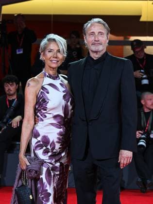 Venice, ITALY: Venice, 82nd Venice International Film Festival 2025 - Evening 4 - Red Carpet of the Film The Last Viking - In the photo: Mads Mikkelsen, Hanne Jacobsen Venice ITALY  - ZUMAp169 20250830_zea_p169_2110 Copyright: xManuelexMangiarottix