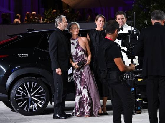 Venice, ITALY: Venice, 82nd Venice International Film Festival 2025 - Evening 4 - Red Carpet of the Film The Last Viking - In the photo: Mads Mikkelsen, Hanne Jacobsen, Anne Langkilde and Nikolaj Lie Kaas Venice ITALY  - ZUMAp169 20250830_zea_p169_2102 Copyright: xManuelexMangiarottix