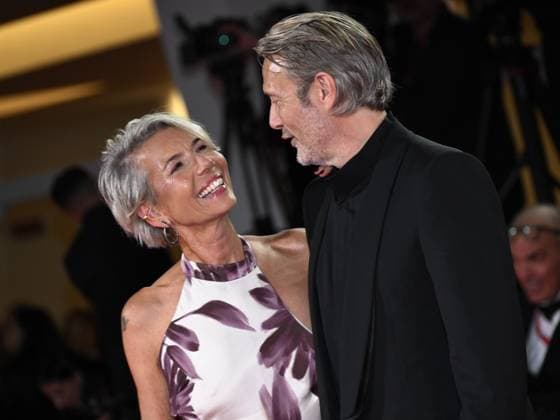 Venice, Italy: Venice, 82nd Venice International Film Festival 2025 - Evening 4 - Red Carpet for the film The Last Viking . Pictured: Mads Mikkelsen with his wife Hanne Jacobsen. Venice Italy  - ZUMAp169 20250830_zea_p169_1851 Copyright: xSimonexComix