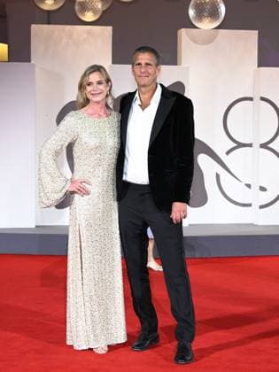 Venice, Italy: Venice, 82nd Venice International Film Festival 2025 - Evening 4 - Red Carpet for the film The Last Viking . Pictured: Anders Thomas Jensen with his wife Venice Italy  - ZUMAp169 20250830_zea_p169_1875 Copyright: xSimonexComix