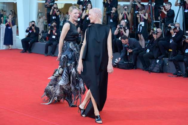 Father Mother Sister Brother red carpet in Venice Lido - 31 Aug 2025 Cate Blanchett (l) and Vicky Krieps (r) attend the red carpet of film Father Mother Brother Sister at 82 Venice Film Festival at Palazzo del cinema. Venice Lido Italy Copyright: xMarioxCartellix xSOPAxImagesx _DSC4664