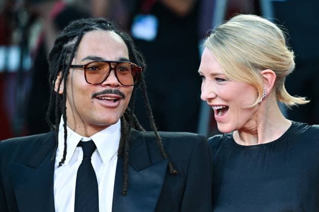 Venice Father Mother Sister Brother Premiere AM Luka Sabbat and Cate Blanchett attending the Father Mother Sister Brother Premiere as part of the 82nd Venice International Film Festival at the Lido in Venice, Italy on August 31, 2025. Photo by Aurore Marechal ABACAPRESS.COM Venice Italy  Copyright: xMarechalxAurore ABACAx
