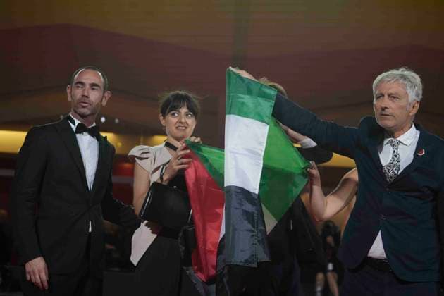 CELEBRITES : Festival international du film de Venise - 31 08 Venice, Italy, August 31 2025. SOUTIEN A LA PALESTINE on the red carpet for the screening of the film The Maestro at the 82nd Venice International Film Festival in Venice, Italy. Laurent Lairys PSNEWZ VENISEItaly  Copyright: xLaurentxLairysx
