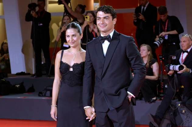 GIacomo Giorgio mit Partnerin Maddalena Botta bei der Verleihung vom Filming Italy Venice Award auf der Biennale di Venezia 2025 82. Internationale Filmfestspiele von Venedig im Palazzo del Cinema. Venedig, 31.08.2025