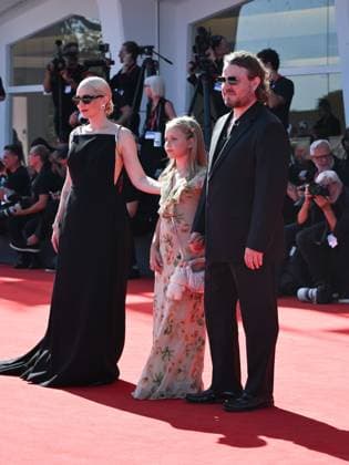Venice, Italy: Venice, 82nd Venice International Film Festival 2025 - Evening 6 - Red Carpet of the Film The Testament Of Ann Lee . In the photo Mona Fastvold, Adelaide James Fastvold Corbet and Brady Corbet Venice Italy  - ZUMAp169 20250901_zea_p169_974 Copyright: xSimonexComix
