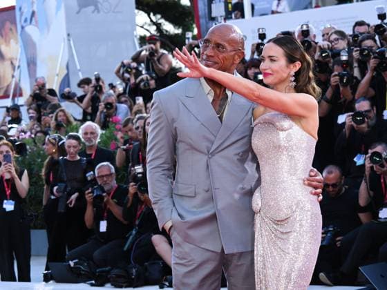 Venice, 82nd Venice International Film Festival 2025 - Evening 6, red carpet for the film The Smashing Machine. Pictured: Emily Blunt, Dwayne Johnson  Copyright: xAlbertoxTerenghix xipa-agency.netx xPoolxPhotoxEventsx06x IPA_Agency_IPA63882687