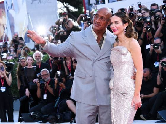 Venice, 82nd Venice International Film Festival 2025 - Evening 6, red carpet for the film The Smashing Machine. Pictured: Emily Blunt, Dwayne Johnson  Copyright: xAlbertoxTerenghix xipa-agency.netx xPoolxPhotoxEventsx06x IPA_Agency_IPA63882669