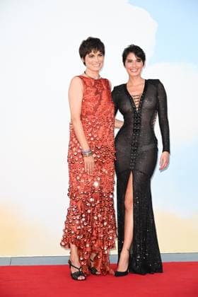 Venice, ITALY: Venice, 82nd Venice International Film Festival 2025 - evening 6, red carpet of the film (Im)perfetta. In the photo: Valeria Solarino, Luna Shirin Rasia Venice ITALY  - ZUMAp169 20250901_zea_p169_1291 Copyright: xManuelexMangiarottix