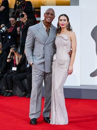 Venice, ITALY: Venice, 82nd Venice International Film Festival 2025 - evening 6, red carpet of the film The Smashing Machine In the photo: Emily Blunt Dwayne Johnson The Rock Venice ITALY  - ZUMAp169 20250901_zea_p169_1305 Copyright: xSimonexComix