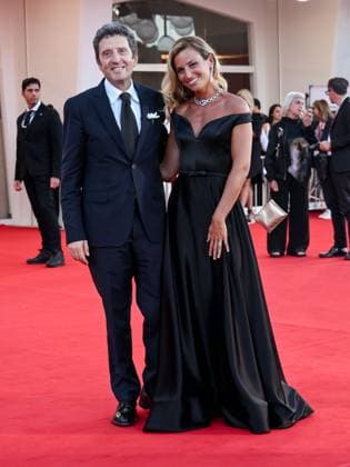 Venice, ITALY: Venice, 82nd Venice International Film Festival 2025 - evening 6, red carpet of the film The Smashing Machine In the photo: Pietrangelo Buttafuoco, Beatrice Venezi Venice ITALY  - ZUMAp169 20250901_zea_p169_1459 Copyright: xSimonexComix