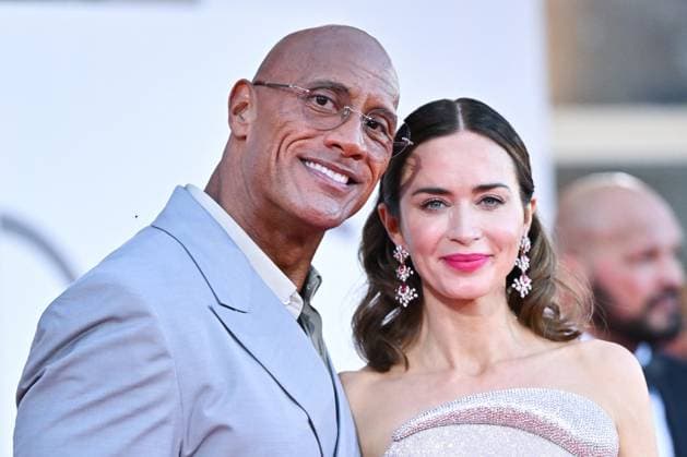 Venice The Smashing Machine Premiere AM Emily Blunt and Dwayne Johnson attending The Smashing Machine Premiere as part of the 82nd Venice International Film Festival at the Lido in Venice, Italy on September 01, 2025. Photo by Aurore Marechal ABACAPRESS.COM Venice Italy  Copyright: xMarechalxAurore ABACAx