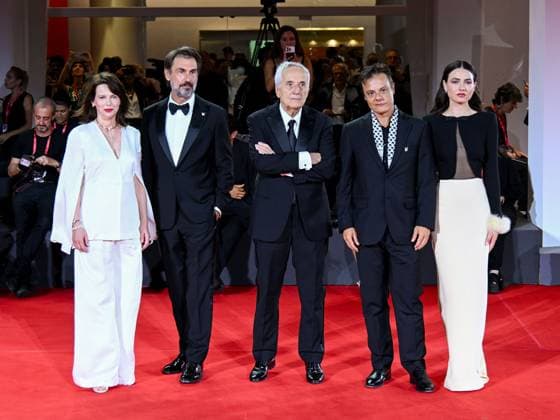 Venice, 82nd Venice International Film Festival 2025 - evening 6, red carpet of the film Portobello In the photo: Barbora Bobulova, Fabrizio Gifuni, Marco Bellocchio, Lino Musella, Romana Maggiora Vergano,  Copyright: xManuelexMangiarottix xipa-agency.netx xPoolxPhotoxEventsx06x IPA_Agency_IPA63887508