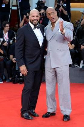 Mark Kerr und Dwayne Johnson bei der Premiere des Kinofilms The Smashing Machine auf der Biennale di Venezia 2025 82. Internationale Filmfestspiele von Venedig im Palazzo del Cinema. Venedig, 01.09.2025