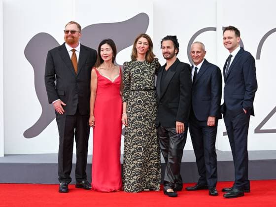 Venice, ITALY: Venice, 82nd Venice International Film Festival 2025 - evening 7 - red carpet of Marc by Sofial - In the photo: RJ Cutler, Jane Cha Cutler, Sofia Coppola, Marc Jacobs, Chad Sipkin and Trevor Smith Venice ITALY  - ZUMAp169 20250902_zea_p169_718 Copyright: xManuelexMangiarottix