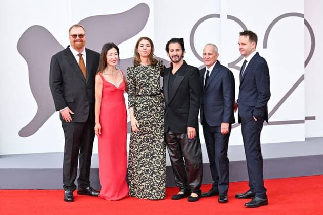 Venice Marc by Sofia Premiere AM R. J. Cutler, Jane Cha Cutler, Sofia Coppola, Marc Jacobs, Chad Sipkin, Trevor Smith attending the Marc by Sofia Premiere as part of the 82nd Venice International Film Festival at the Lido in Venice, Italy on September 02, 2025. Photo by Aurore Marechal ABACAPRESS.COM Venice Italy  Copyright: xMarechalxAurore ABACAx