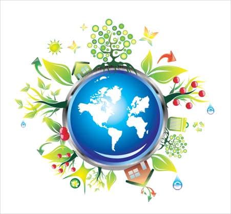 Earth Globe With Leaves A vibrant and detailed illustration featuring a central globe surrounded by lush green leaves, symbolizing nature, planet Earth, and environmental awareness. Copyright: xDavidArtsx