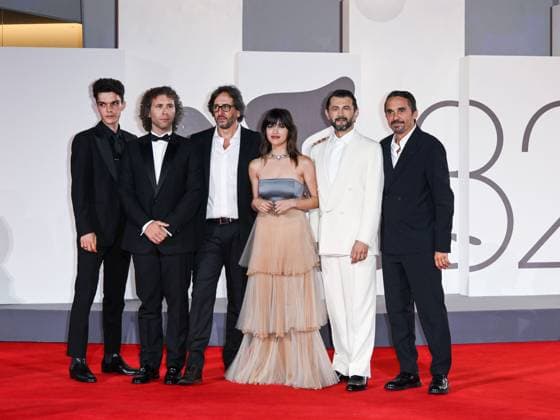 Venice, ITALY: Venice, 82nd Venice International Film Festival 2025 - evening 7 - red carpet Killing Stanca - Autobiography of a Murderer In the photo: Pier Giorgio Bellocchio, Rocco Papaleo, Vinicio Marchioni, Selene Caramazza, Gabriel Montesi, Daniele Vicari and Andrea Fuorto Venice ITALY  - ZUMAp169 20250902_zea_p169_2213 Copyright: xSimonexComix