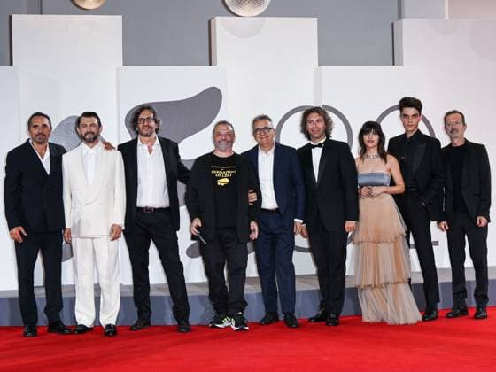 Venice, ITALY: Venice, 82nd Venice International Film Festival 2025 - evening 7 - red carpet Killing Stanca - Autobiography of a Murderer In the photo: Pier Giorgio Bellocchio, Rocco Papaleo, Vinicio Marchioni, Selene Caramazza, Gabriel Montesi, Daniele Vicari Andrea Fuorto, Paolo del Brocco, Marco Manetti Venice ITALY  - ZUMAp169 20250902_zea_p169_2216 Copyright: xSimonexComix