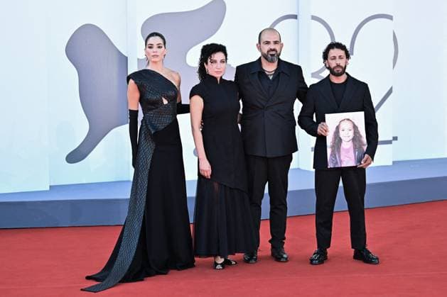 Venice The Voice Of Hind Rajab Premiere AM Saja Kilani, Clara Khoury, Amer Hlehel and Motaz Malhees attending The Voice Of Hind Rajab Premiere as part of the 82nd Venice International Film Festival at the Lido in Venice, Italy on September 03, 2025. Photo by Aurore Marechal ABACAPRESS.COM Venice Italy  Copyright: xMarechalxAurore ABACAx