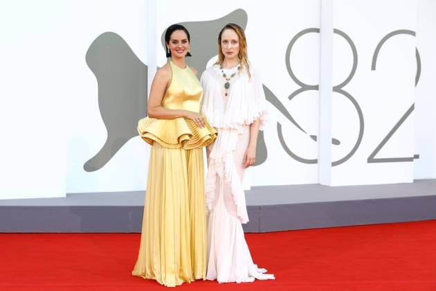 September 3, 2025, Venice, Veneto, Italy: NOEMIE MERLANT and FANNI WROCHNA on the red carpet for Duse Premiere screening at the 82nd Venice Film Festival at the Venice Lido, Italy. Venice Italy - ZUMAc179 20250903_zep_c179_123 Copyright: xMickaelxChavetx