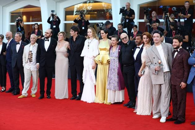 September 3, 2025, Venice, Veneto, Italy: Cast on the red carpet for Duse Premiere screening at the 82nd Venice Film Festival at the Venice Lido, Italy. Venice Italy - ZUMAc179 20250903_zep_c179_141 Copyright: xMickaelxChavetx