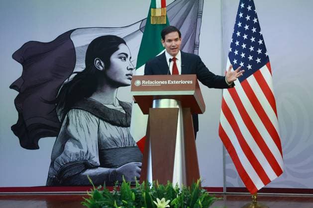 Press conference - U.S. Secretary of State Marco Rubio in Mexico MEXICO CITY, MEXICO - SEPTEMBER 03: U.S. Secretary of State Marco Rubio and Mexico s Secretary of Foreign Affairs Juan Ramon de la Fuente (not pictured) attend a joint press conference at the facilities of the Secretariat of Foreign Affairs (SRE), in Mexico City, Mexico on September 03, 2025. Daniel Cardenas Anadolu Mexico City Mexico. Editorial use only. Please get in touch for any other usage.  Copyright: x2025xAnadoluxDanielxCardenasx