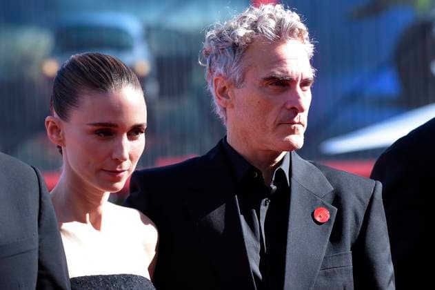 Joaquin Phoenix and Rooney Mara attend the The Voice Of Hind Rajab red carpet during the 82nd Venice International Film Festival in Venice, Italy on Wednesday, September 03, 2025 in Venice, Italy.  VEN20250903806 RoccoxSpaziani