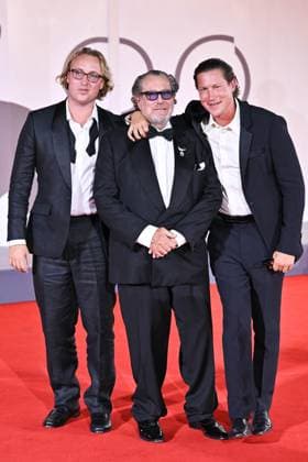 Venice In The Hand of Dante Premiere AM Olmo Schnabel, Julian Schnabel, Vito Schnabel attending the In The Hand of Dante Premiere as part of the 82nd Venice International Film Festival at the Lido in Venice, Italy on September 03, 2025. Photo by Aurore Marechal ABACAPRESS.COM Venice Italy  Copyright: xMarechalxAurore ABACAx