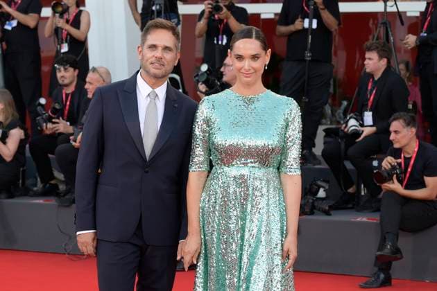 Elisa red carpet in Venice Lido, Italy - 04 Sep 2025 Clizia Fornasier (l) and Attilio Fontana (r) attend the Elisa red carpet during the 82nd Venice Film Festival in Venice Lido at Palazzo del cinema. Venice Lido Italy Copyright: xMarioxCartellix xSOPAxImagesx _DSC6730