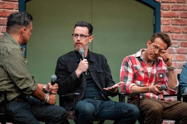 September 4, 2025, Toronto, On, Canada: Director Colin Hanks and producer Ryan Reynolds speak with George Stroumboulopoulos at a press conference for the film John Candy: I Like Me, prior to the filmoÂ¢Ã¢öÂ¬AÂ¡oÆ’Ã¢â‚¬Å¾oÆ’Ã‚Â s premiere, at the Toronto International Film Festival in Toronto on Thursday, September 4, 2025. Toronto Canada  - ZUMA Sep 20250904_zaf_c35_056 Copyright: xArlynxMcadoreyx