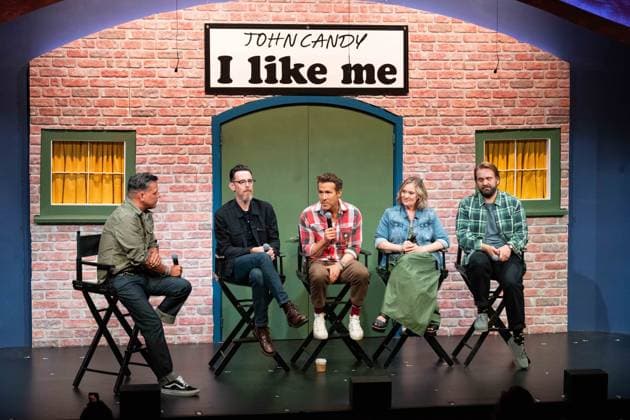 September 4, 2025, Toronto, On, Canada: Director Colin Hanks, producer Ryan Reynolds, and John CandyoÂ¢Ã¢öÂ¬AÂ¡oÆ’Ã¢â‚¬Å¾oÆ’Ã‚Â s children Jennifer andoöÃ‚Â¬oÂ¢Ã¢öÂ¬Ã‚ Christopher Candy, speak with George Stroumboulopoulos at a press conference for the film John Candy: I Like Me, prior to the filmoÂ¢Ã¢öÂ¬AÂ¡oÆ’Ã¢â‚¬Å¾oÆ’Ã‚Â s premiere, at the Toronto International Film Festival in Toronto on Thursday, September 4, 2025. Toronto Canada  - ZUMA Sep 20250904_zaf_c35_046 Copyright: xArlynxMcadoreyx
