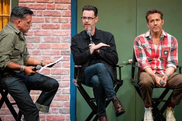 September 4, 2025, Toronto, On, Canada: Director Colin Hanks and producer Ryan Reynolds speak with George Stroumboulopoulos at a press conference for the film John Candy: I Like Me, prior to the filmoÂ¢Ã¢öÂ¬AÂ¡oÆ’Ã¢â‚¬Å¾oÆ’Ã‚Â s premiere, at the Toronto International Film Festival in Toronto on Thursday, September 4, 2025. Toronto Canada  - ZUMA Sep 20250904_zaf_c35_059 Copyright: xArlynxMcadoreyx