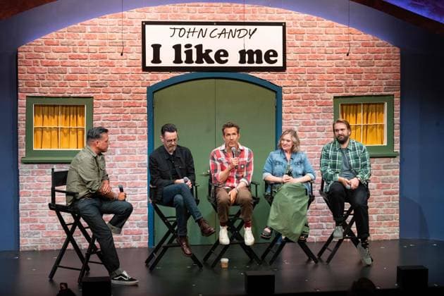 September 4, 2025, Toronto, On, Canada: Director Colin Hanks, producer Ryan Reynolds, and John CandyoÂ¢Ã¢öÂ¬AÂ¡oÆ’Ã¢â‚¬Å¾oÆ’Ã‚Â s children Jennifer andoöÃ‚Â¬oÂ¢Ã¢öÂ¬Ã‚ Christopher Candy, speak with George Stroumboulopoulos at a press conference for the film John Candy: I Like Me, prior to the filmoÂ¢Ã¢öÂ¬AÂ¡oÆ’Ã¢â‚¬Å¾oÆ’Ã‚Â s premiere, at the Toronto International Film Festival in Toronto on Thursday, September 4, 2025. Toronto Canada  - ZUMA Sep 20250904_zaf_c35_060 Copyright: xArlynxMcadoreyx