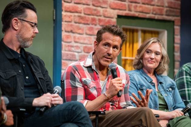 September 4, 2025, Toronto, On, Canada: Director Colin Hanks and producer Ryan Reynolds speak with George Stroumboulopoulos at a press conference for the film John Candy: I Like Me, prior to the filmoÂ¢Ã¢öÂ¬AÂ¡oÆ’Ã¢â‚¬Å¾oÆ’Ã‚Â s premiere, at the Toronto International Film Festival in Toronto on Thursday, Sept. 4, 2025. Toronto Canada  - ZUMA Sep 20250904_zaf_c35_079 Copyright: xArlynxMcadoreyx