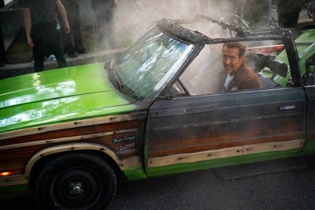 September 4, 2025, Toronto, On, Canada: Producer Ryan Reynolds and Director Colin Hanks drive in a replica prop car from the movie Planes, Trains and Automobiles prior to the premiere of John Candy: I Like Me at the Toronto International Film Festival, in Toronto on Thursday, September 4, 2025. Toronto Canada  - ZUMAc35_ 20250904_zaf_c35_115 Copyright: xArlynxMcadoreyx