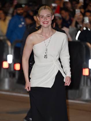 Elle Fanning arrives for the premiere of Sentimental Value on opening night of the Toronto International Film Festival at the Princess of Wales Theatre in Toronto, Canada on Thursday, September 4, 2025. The festival is celebrating its milestone 50th edition this year and will feature 291 films from around the world.  TOR2025090404 CHRISxCHEW