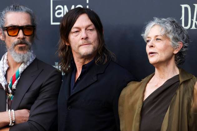 Oscar Jaenada, Norman Reedus und Melissa McBride bei der Weltpremiere der 3. Staffel der AMC Serie The Walking Dead: Daryl Dixon im Cine Callao. Madrid, 04.09.2025