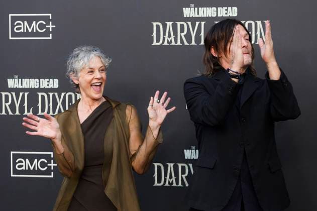 Melissa McBride und Norman Reedus bei der Weltpremiere der 3. Staffel der AMC Serie The Walking Dead: Daryl Dixon im Cine Callao. Madrid, 04.09.2025