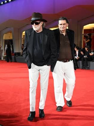 Venice, 82nd Venice International Film Festival 2025 - Evening 10. Red Carpet of the film Francesco De Gregori Nevergreen . Pictured: Francesco De Gregori, Stefano Pistolini  Copyright: xManuelexMangiarottix xipa-agency.netx xPoolxPhotoxEventsx06x IPA_Agency_IPA64230907