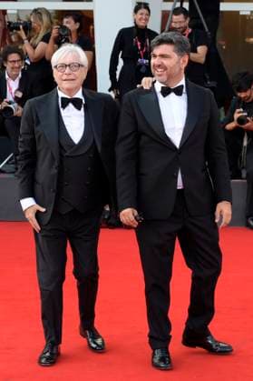 Nino D Angelo mit Sohn Toni D Angelo bei der Premiere des Dokumentarfilms Nino. 18 Giorni auf der Biennale di Venezia 2025 82. Internationale Filmfestspiele von Venedig im Palazzo del Cinema. Venedig, 05.09.2025
