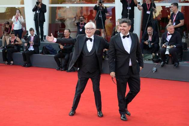 The sun rises on us all red carpet in Venice Lido - 05 Sep 2025 Toni D Angelo (r) and Nino D Angelo (l) attend The sun rises on us all red carpet during the 82nd Venice Film Festival at Palazzo del Cinema. Venice Lido Italy Copyright: xMarioxCartellix xSOPAxImagesx _DSC7031