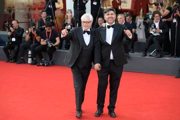 The sun rises on us all red carpet in Venice Lido - 05 Sep 2025 Toni D Angelo (r) and Nino D Angelo (l) attend The sun rises on us all red carpet during the 82nd Venice Film Festival at Palazzo del Cinema. Venice Lido Italy Copyright: xMarioxCartellix xSOPAxImagesx _DSC7041