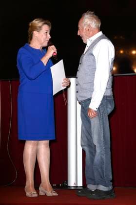 Franziska Giffey und Dieter Hallervorden bei der Premiere des Theaterstücks Der eingebildet Kranke und 90. Geburtstag von Dieter Hallervorden im Schlosspark Theater. Berlin, 05.09.2025