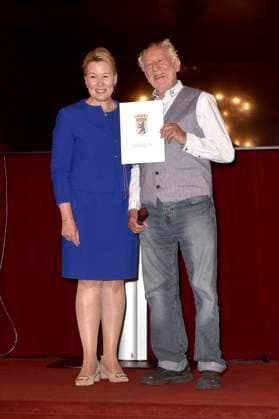 Franziska Giffey und Dieter Hallervorden bei der Premiere des Theaterstücks Der eingebildet Kranke und 90. Geburtstag von Dieter Hallervorden im Schlosspark Theater. Berlin, 05.09.2025