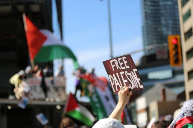 People march in support of Palestine in Toronto TORONTO, ON, CANADA - MAY 13: People gather at Yonge St. and Bloor St. in Toronto to commemorate the Day of Nakba, (also known as the Palestinian Catastrophe), on May 13, 2023. Ontario Canada. Editorial use only. Please get in touch for any other usage.  Copyright: x2025xAnadoluxMertxAlperxDervÄ±Åüx