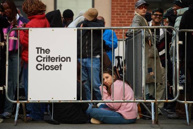 September 7, 2025, Toronto, On, Canada: Festival-goers line up to visit the Criterion Closet mobile video library during its stop at the Toronto International Film Festival in Toronto, on Sunday, Sept. 7, 2025. Toronto Canada  - ZUMAc35_ 20250907_zaf_c35_008 Copyright: xSammyxKoganx