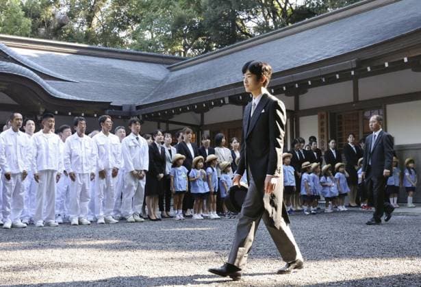 Japan Prince Hisahito in Ise Japanese Prince Hisahito visits the Ise Jingu shrine in Ise in Mie Prefecture, central Japan, on Sept. 8, 2025, two days after undergoing a series of traditional ceremonies at the Imperial Palace in Tokyo to commemorate his coming of age. (Pool photo)  A14AA0004832228P